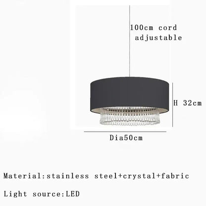 Modern dark gray crystal pendant chandelier dining room led light