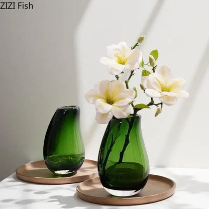 Modern dark gray double glass vase hydroponic desk decor