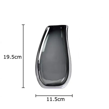 Modern dark gray double glass vase hydroponic desk decor