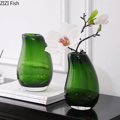 Modern dark gray double glass vase hydroponic desk decor