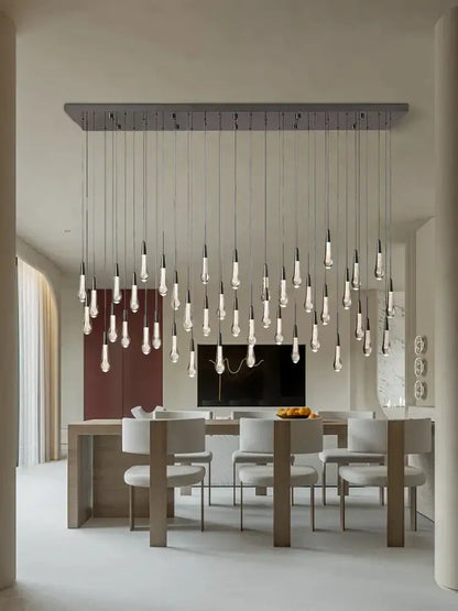 Modern dark metal crystal water-drop ceiling chandelier dining room