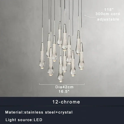 Modern dark metal crystal water-drop ceiling chandelier dining room