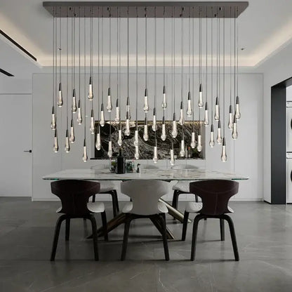 Modern dark metal crystal water-drop ceiling chandelier dining room