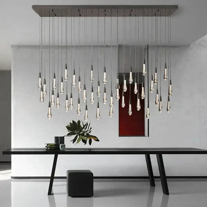 Modern dark metal crystal water-drop ceiling chandelier dining room