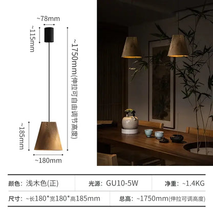 Modern dark & natural adjustable wooden chandelier dining room