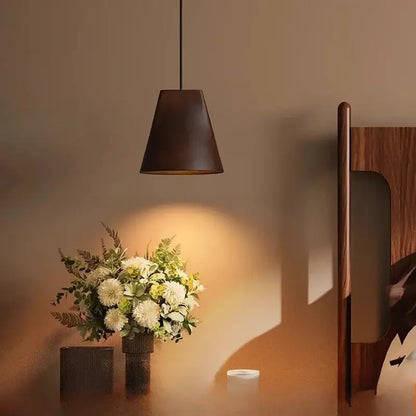 Modern dark & natural adjustable wooden chandelier dining room