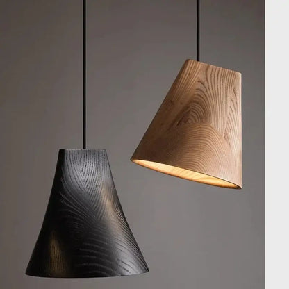 Modern dark & natural adjustable wooden chandelier dining room