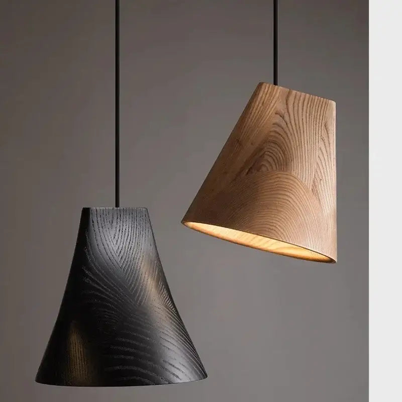 Modern dark & natural adjustable wooden chandelier dining room