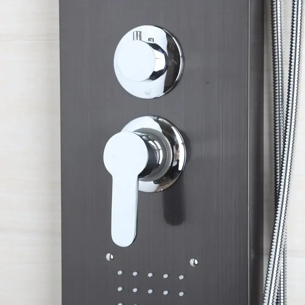 Modern dark nickel shower panel with massage system bathroom spa