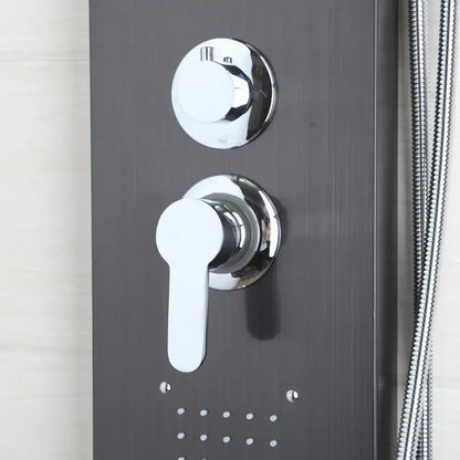 Modern dark nickel shower panel with massage system bathroom spa