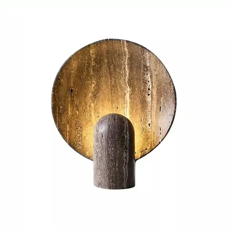 Modern dark travertine rock led table lamp for bedroom warm glow