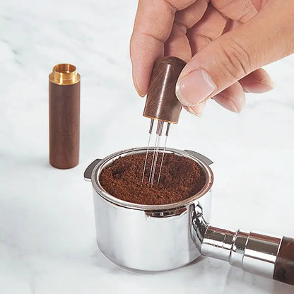 Modern dark wood espresso coffee stirrer – kitchen needle distributor