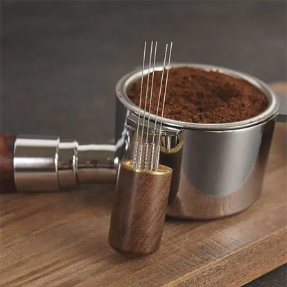 Modern dark wood espresso coffee stirrer – kitchen needle distributor