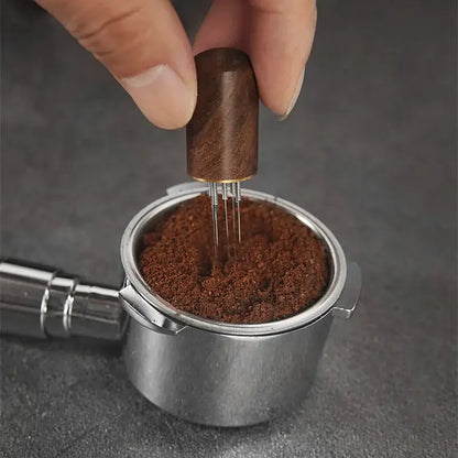 Modern dark wood espresso coffee stirrer – kitchen needle distributor
