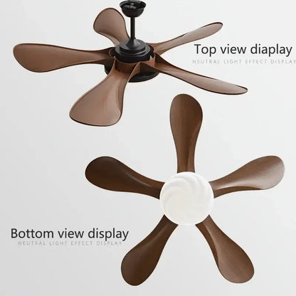 Modern dark wood led ceiling fan living room light