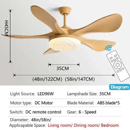 Modern dark wood led ceiling fan living room light