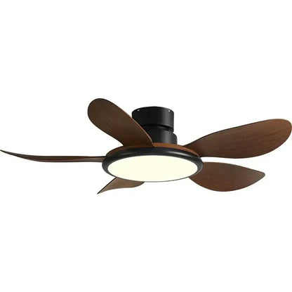 Modern dark wood led ceiling fan living room with remote control