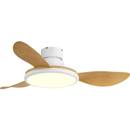 Modern dark wood led ceiling fan living room with remote control