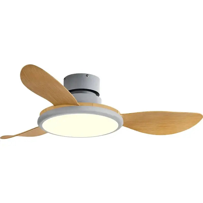 Modern dark wood led ceiling fan living room with remote control