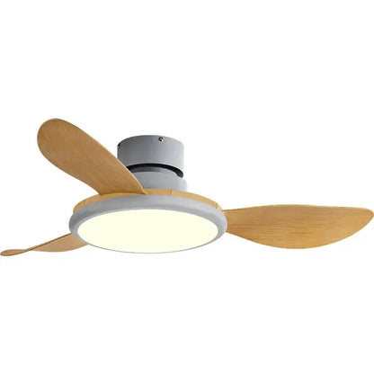 Modern dark wood led ceiling fan living room with remote control