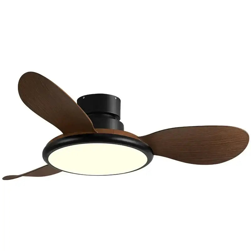 Modern dark wood led ceiling fan living room with remote control