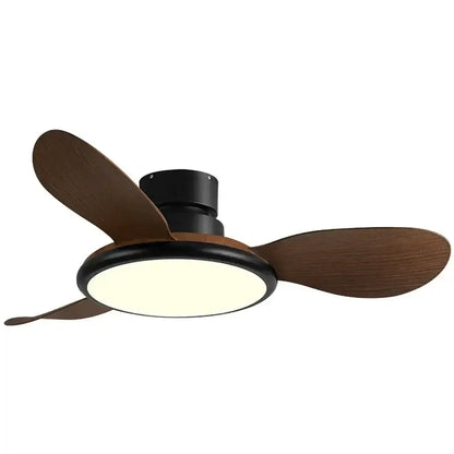 Modern dark wood led ceiling fan living room with remote control