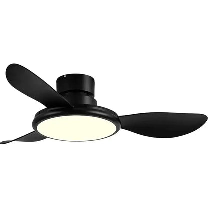 Modern dark wood led ceiling fan living room with remote control
