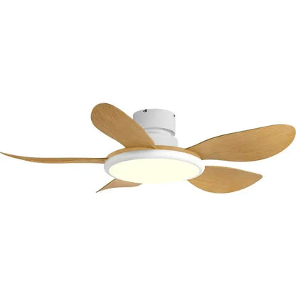 Modern dark wood led ceiling fan living room with remote control