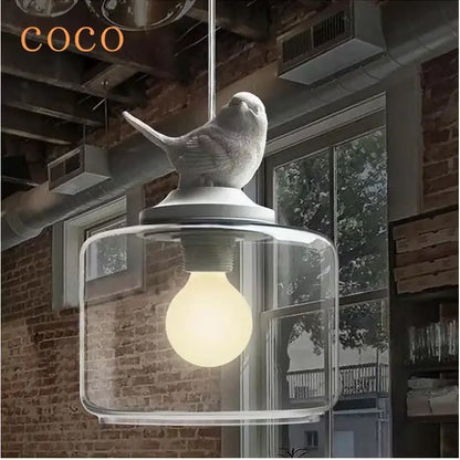 Modern bird led glass chandelier dining room light