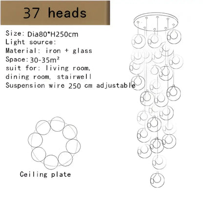 Modern bubble led chandelier clear glass dining room light