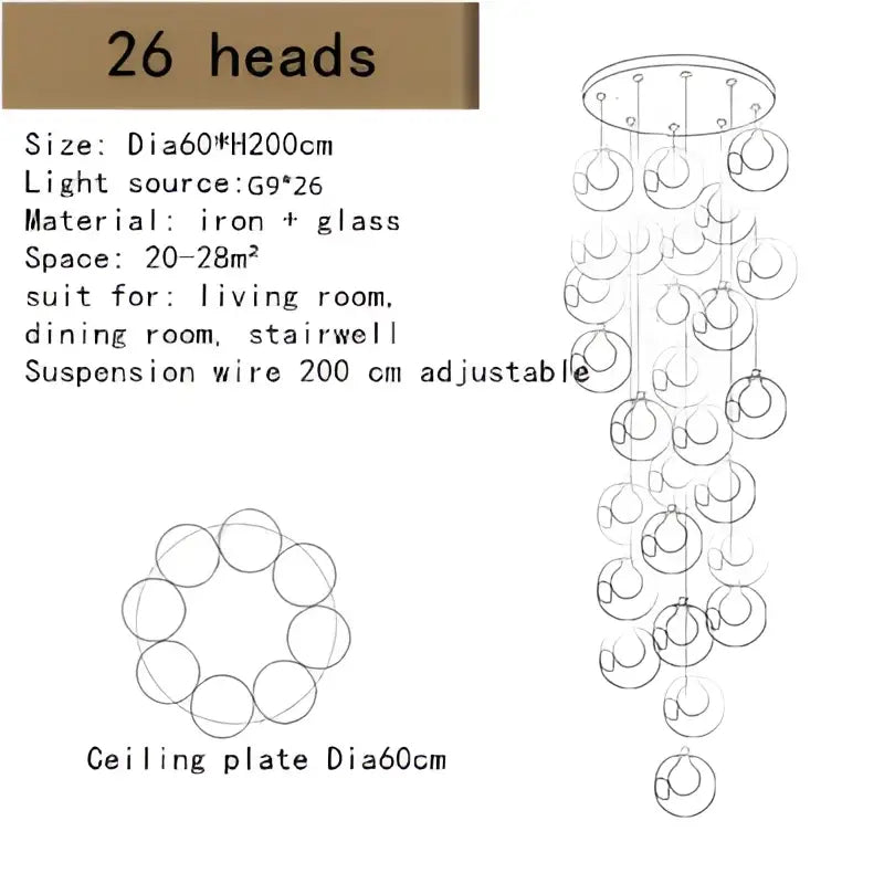Modern bubble led chandelier clear glass dining room light