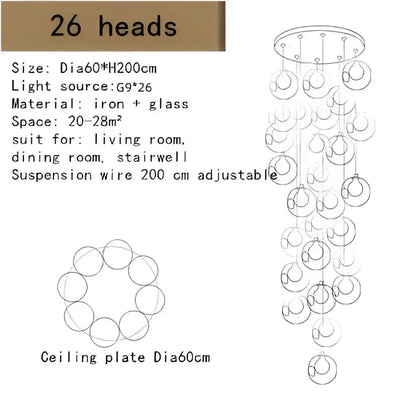 Modern bubble led chandelier clear glass dining room light