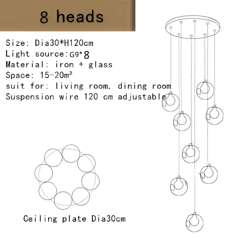 Modern bubble led chandelier clear glass dining room light