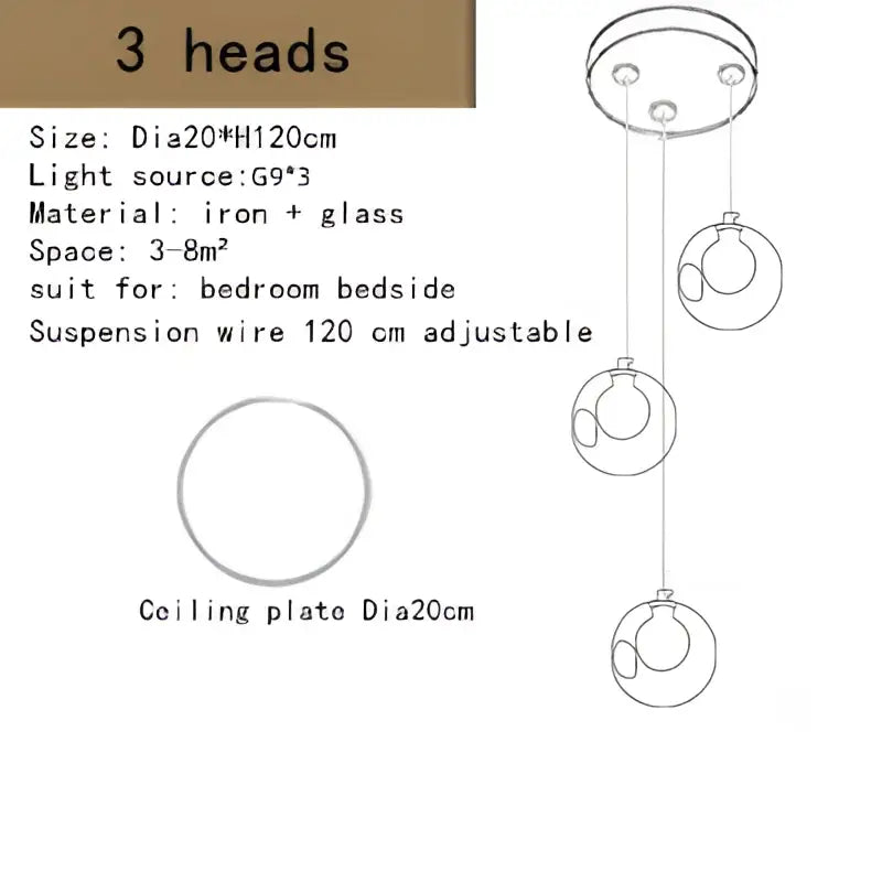 Modern bubble led chandelier clear glass dining room light