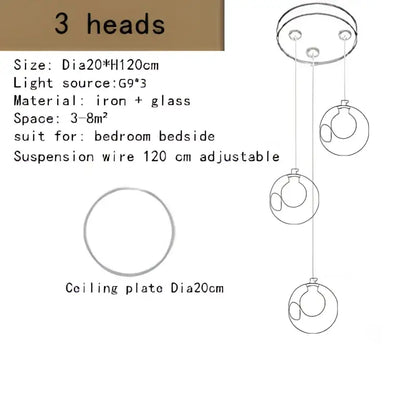 Modern bubble led chandelier clear glass dining room light