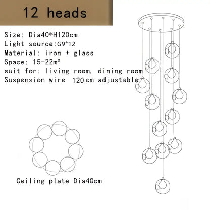 Modern bubble led chandelier clear glass dining room light