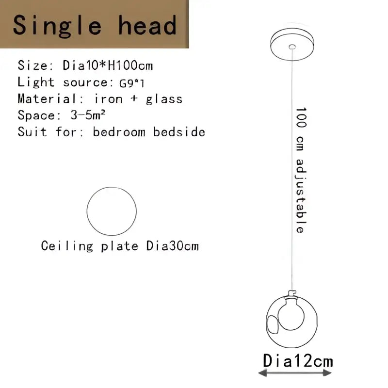 Modern bubble led chandelier clear glass dining room light