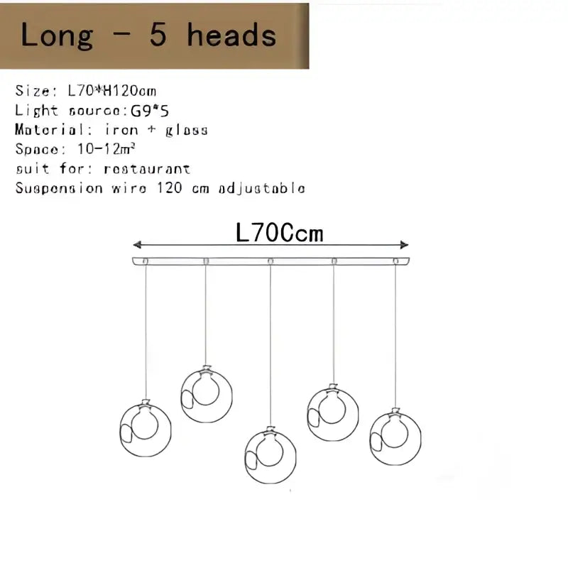 Modern bubble led chandelier clear glass dining room light