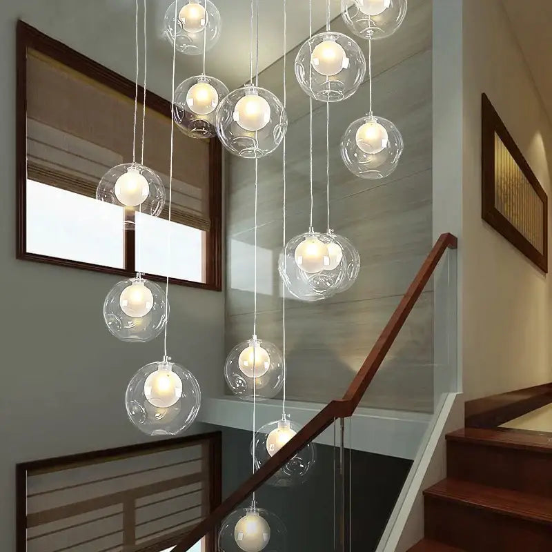 Modern bubble led chandelier clear glass dining room light