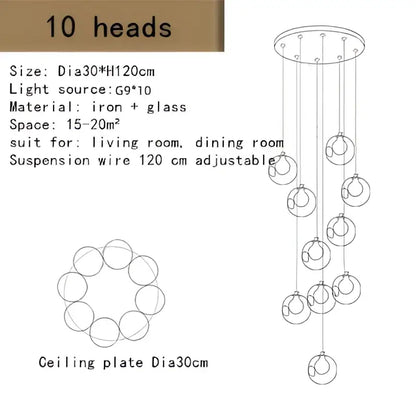 Modern bubble led chandelier clear glass dining room light