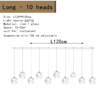 Modern bubble led chandelier clear glass dining room light