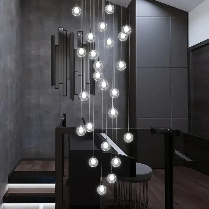 Modern bubble led chandelier clear glass dining room light