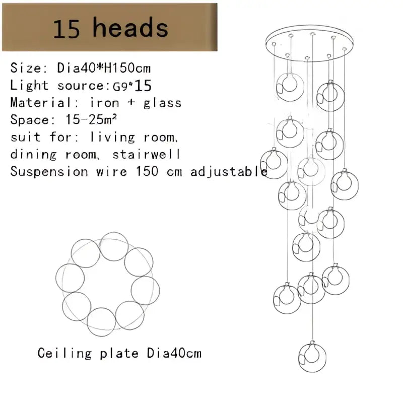Modern bubble led chandelier clear glass dining room light