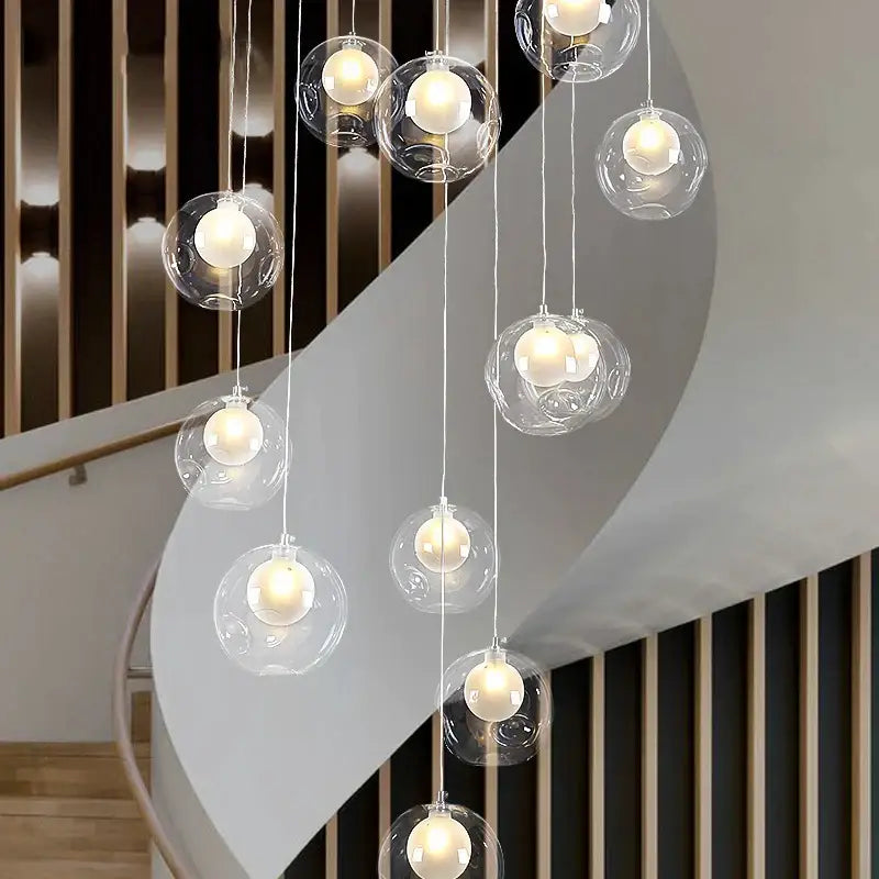 Modern bubble led chandelier clear glass dining room light