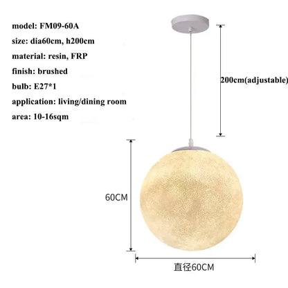 Modern cream moon led pendant chandelier for living room