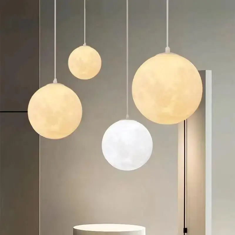 Modern cream moon led pendant chandelier for living room