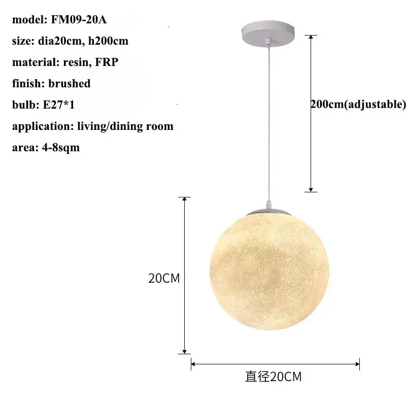 Modern cream moon led pendant chandelier for living room