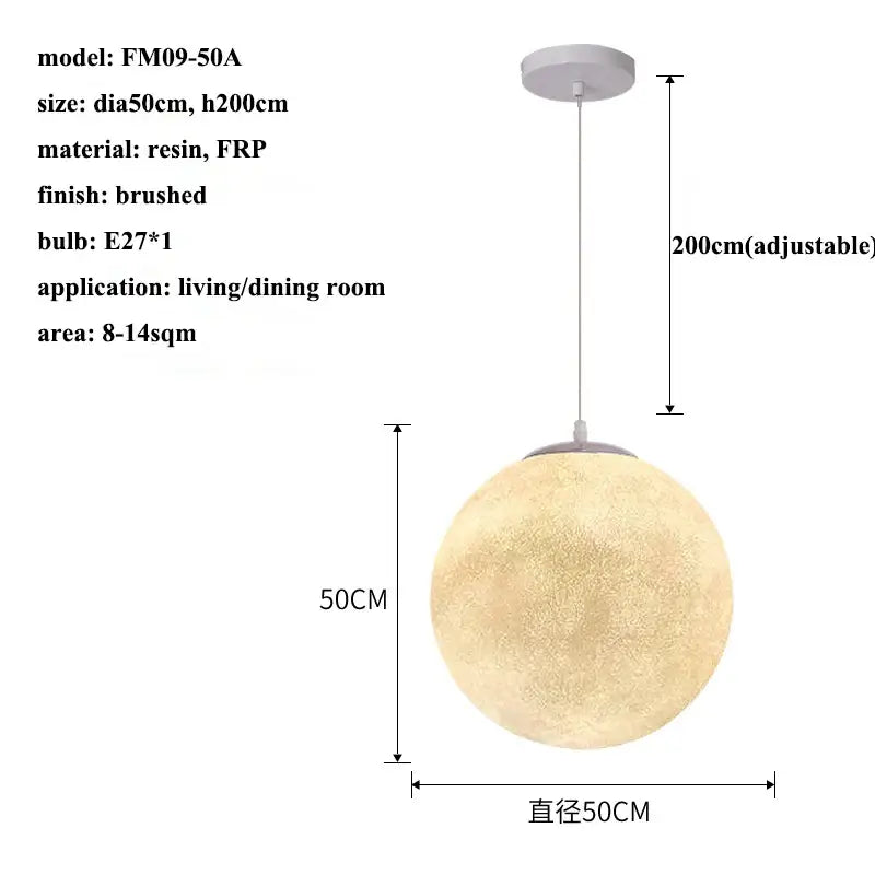 Modern cream moon led pendant chandelier for living room