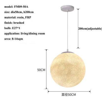 Modern cream moon led pendant chandelier for living room