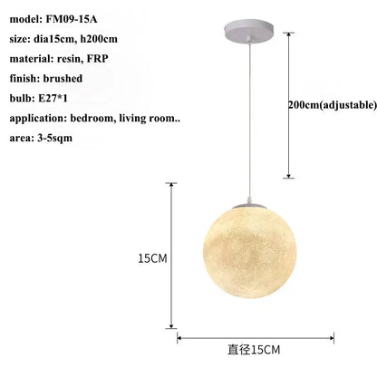 Modern cream moon led pendant chandelier for living room